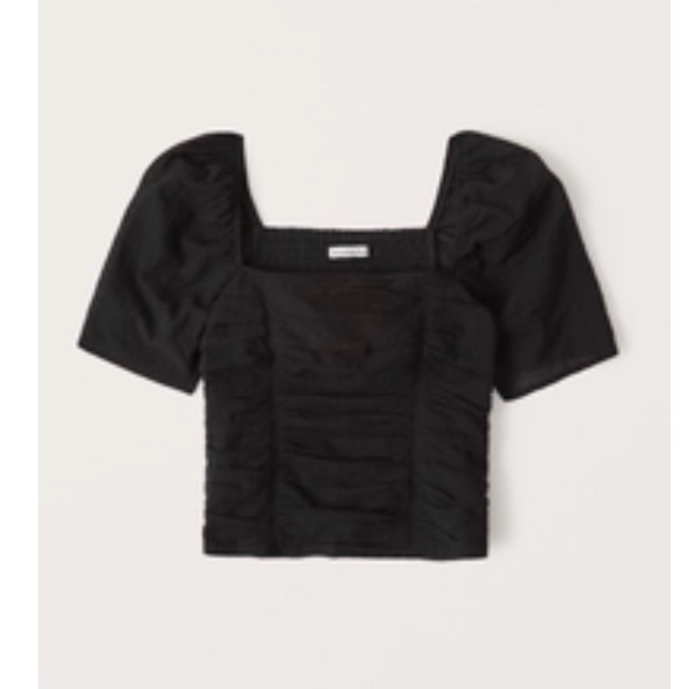 Abercrombie and Fitch Squareneck Ruched Black Top